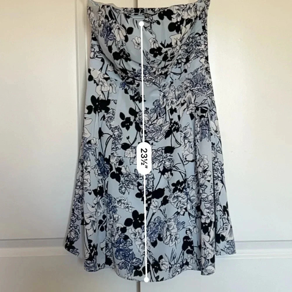 Express Women’s Blue Strapless Floral Dress - 4 - Picture 8 of 8